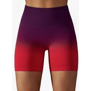 P CHEEBUM High Waist Scrunch Butt Athletic shorts Red & Purple Size M